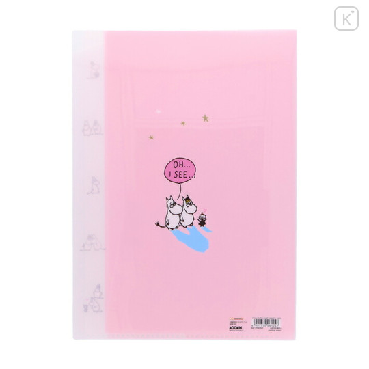 Japan Moomin 5 Pockets A4 Clear File - Moomintroll : Love Light Pink - 2