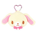 Japan Sanrio Fluffy Plush Mini Pouch with Carabiner - Sugarbunnies : Shirousa Face - 1