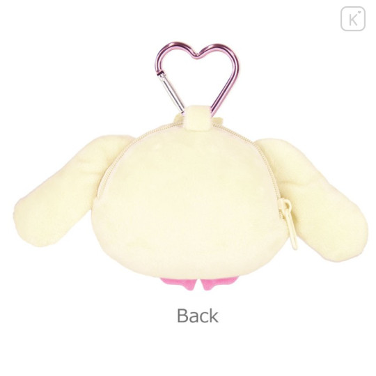 Japan Sanrio Fluffy Plush Mini Pouch with Carabiner - Sugarbunnies : Shirousa Face - 2