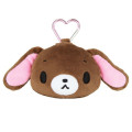 Japan Sanrio Fluffy Plush Mini Pouch with Carabiner - Sugarbunnies : Kurousa Face - 1