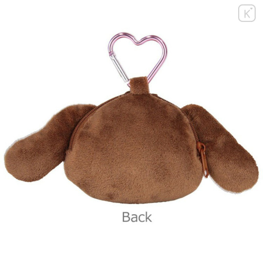 Japan Sanrio Fluffy Plush Mini Pouch with Carabiner - Sugarbunnies : Kurousa Face - 2