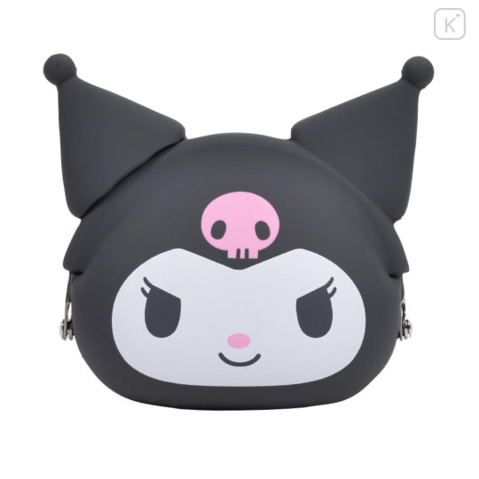 Japan Sanrio Mimi Pochi Pouch - Kuromi : Black - 1