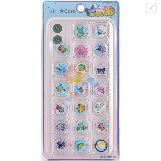 Japan Sanrio KiraCoro Glass Bead Sticker - Hello Kitty & Kuromi & My Melody : Night Party - 1