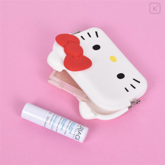 Japan Sanrio mimi DO-MO Silicone Pouch - Hello Kitty : White - 3