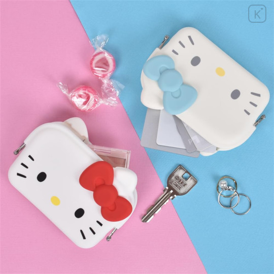 Japan Sanrio mimi DO-MO Silicone Pouch - Hello Kitty : White - 5