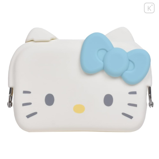 Japan Sanrio mimi DO-MO Silicone Pouch - Hello Kitty : Light Blue - 1