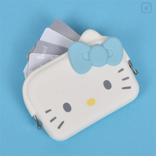 Japan Sanrio mimi DO-MO Silicone Pouch - Hello Kitty : Light Blue - 3