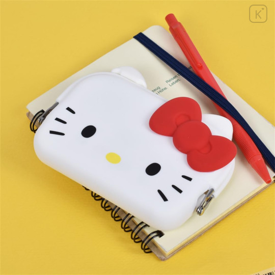 Japan Sanrio mimi DO-MO Silicone Pouch - Hello Kitty : Light Blue - 4