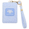 Japan Sanrio Pass Case Card Holder & Reel - Cinnamoroll : Leopard Bear Blue - 1