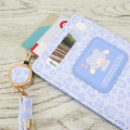 Japan Sanrio Pass Case Card Holder & Reel - Cinnamoroll : Leopard Bear Blue - 4