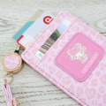 Japan Sanrio Pass Case Card Holder & Reel - My Melody : Leopard Bear Pink - 4