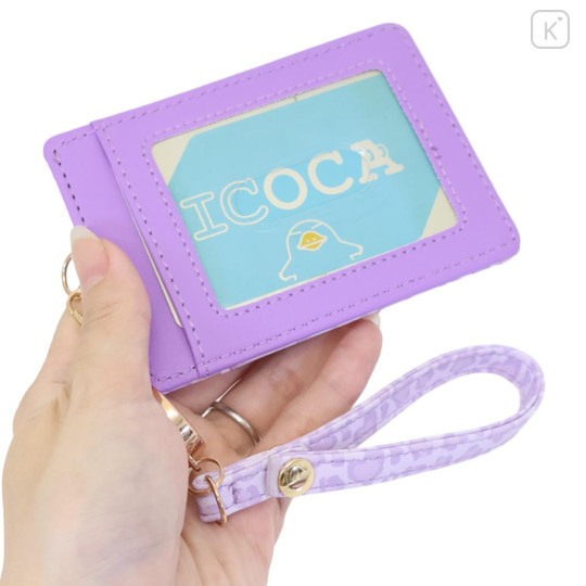 Japan Sanrio Pass Case Card Holder & Reel - Kuromi : Leopard Bear Purple - 2