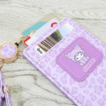 Japan Sanrio Pass Case Card Holder & Reel - Kuromi : Leopard Bear Purple - 4