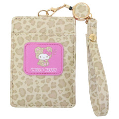 Japan Sanrio Pass Case Card Holder & Reel - Hello Kitty : Leopard Bear