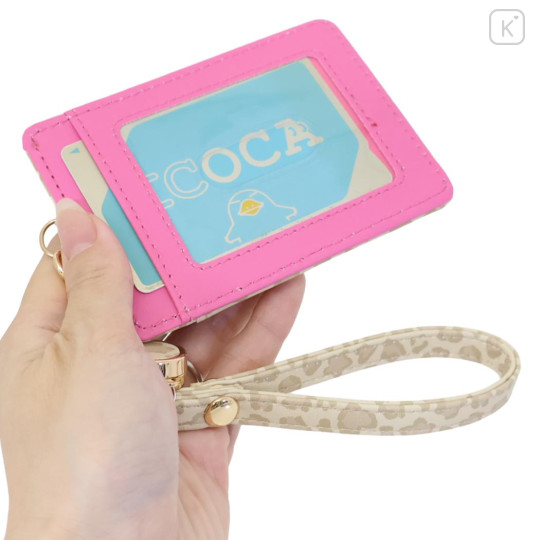 Japan Sanrio Pass Case Card Holder & Reel - Hello Kitty : Leopard Bear - 2