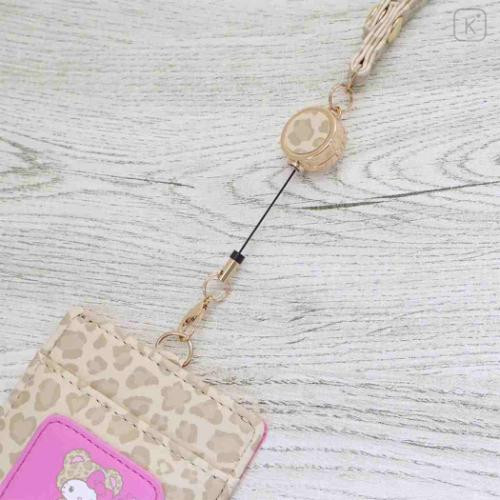 Japan Sanrio Pass Case Card Holder & Reel - Hello Kitty : Leopard Bear - 5
