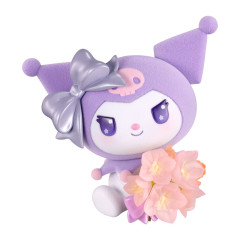 Japan Sanrio Miniature Figure - Kuromi : Mofamofy Flower Bouquet Flocked Purple
