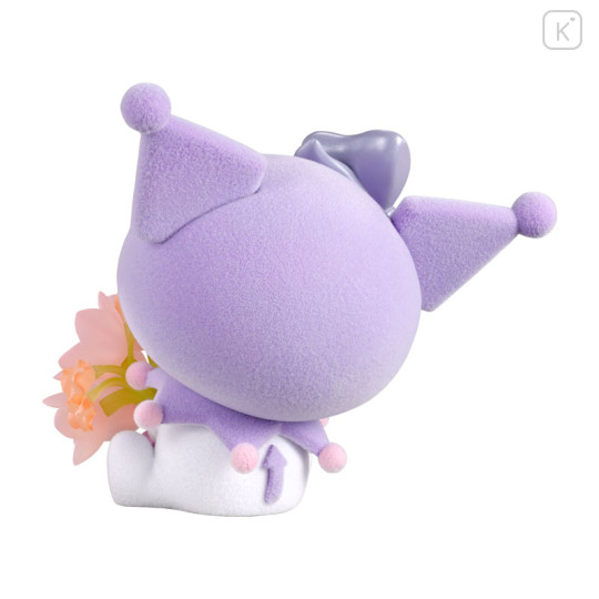 Japan Sanrio Miniature Figure - Kuromi : Mofamofy Flower Bouquet Flocked Purple - 2