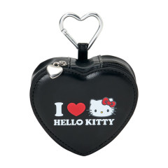Japan Sanrio Original Fluffy Plush Mini Pouch with Carabiner - Hello Kitty : I Love Sanrio Characters Black