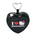 Japan Sanrio Original Fluffy Plush Mini Pouch with Carabiner - Hello Kitty : I Love Sanrio Characters Black - 1