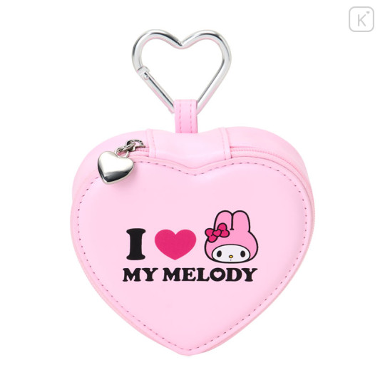 Japan Sanrio Original Fluffy Plush Mini Pouch with Carabiner - My Melody : I Love Sanrio Characters - 1