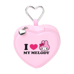 Japan Sanrio Original Fluffy Plush Mini Pouch with Carabiner - My Melody : I Love Sanrio Characters