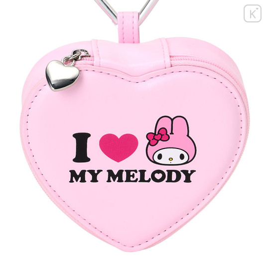 Japan Sanrio Original Fluffy Plush Mini Pouch with Carabiner - My Melody : I Love Sanrio Characters - 2