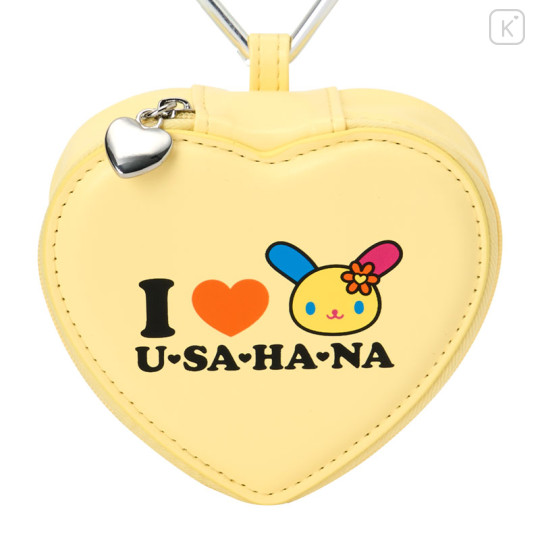 Japan Sanrio Original Fluffy Plush Mini Pouch with Carabiner - Usahana : I Love Sanrio Characters - 2