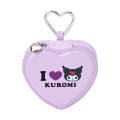 Japan Sanrio Original Fluffy Plush Mini Pouch with Carabiner - Kuromi : I Love Sanrio Characters - 1