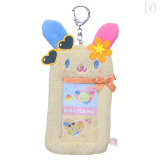 Japan Sanrio Soft Plush Photo Holder Card Case Keychain - Usahana : Summer Tan Sunburned Sunglasses - 1