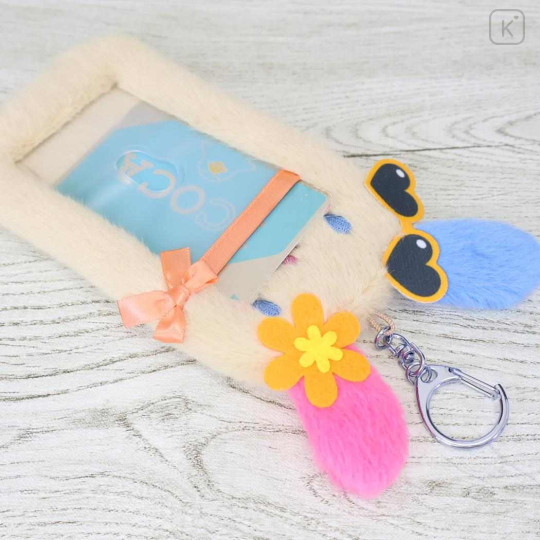 Japan Sanrio Soft Plush Photo Holder Card Case Keychain - Usahana : Summer Tan Sunburned Sunglasses - 3