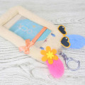Japan Sanrio Soft Plush Photo Holder Card Case Keychain - Usahana : Summer Tan Sunburned Sunglasses - 3