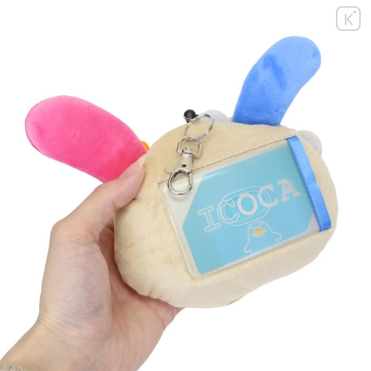 Japan Sanrio Face Pass Case Coin Case with Reel - Usahana : Summer Tan Sunburned Sunglasses - 2