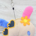 Japan Sanrio Face Pass Case Coin Case with Reel - Usahana : Summer Tan Sunburned Sunglasses - 4