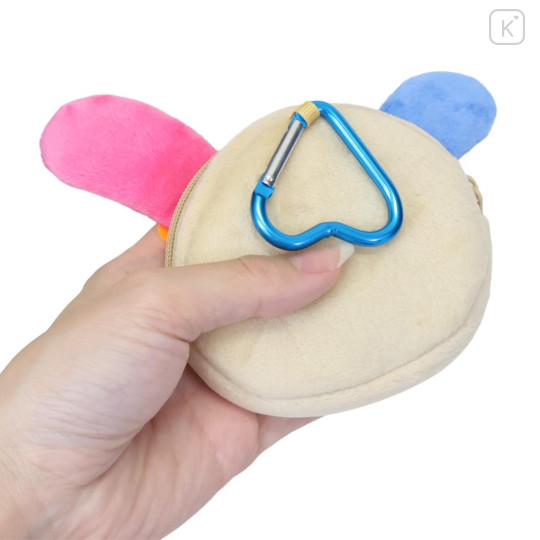 Japan Sanrio Fluffy Plush Mini Pouch with Carabiner - Usahana : Face Summer Tan Sunburned Sunglasses - 2