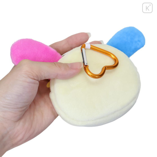 Japan Sanrio Fluffy Plush Mini Pouch with Carabiner - Usahana : Face Summer - 2