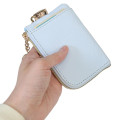 Japan Sanrio Mini Pouch & Pass Case Card Holder with Reel - Usahana : Light Blue Dangling Tail - 2