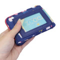 Japan Peanuts Mini Pouch & Pass Case Card Holder with Reel - Olaf & Snoopy : Sakura Brothers Navy - 2