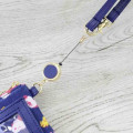 Japan Peanuts Mini Pouch & Pass Case Card Holder with Reel - Olaf & Snoopy : Sakura Brothers Navy - 5
