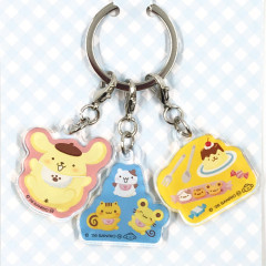 Japan Sanrio Acrylic Keychain 3 Charm - Pompompurin : 30th Anniversary Friends