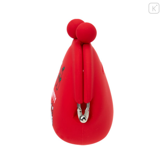 Japan Sanrio Pochi Silicone Mini Accessory Clasp Pouch - Hello Kitty : Classic Red - 2