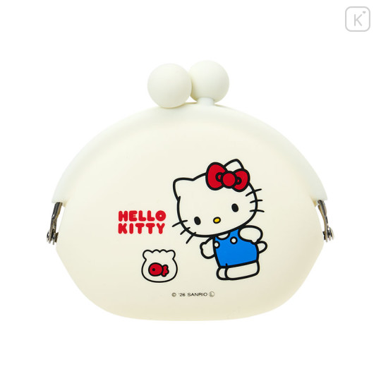 Japan Sanrio Pochi Silicone Mini Accessory Clasp Pouch - Hello Kitty : White - 1