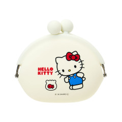 Japan Sanrio Pochi Silicone Mini Accessory Clasp Pouch - Hello Kitty : White