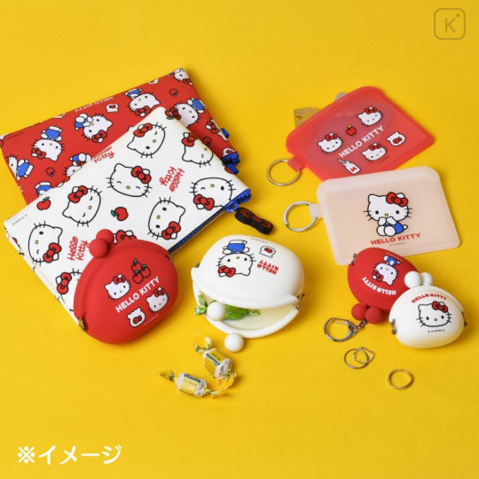 Japan Sanrio Pochi Silicone Mini Accessory Clasp Pouch - Hello Kitty : White - 5