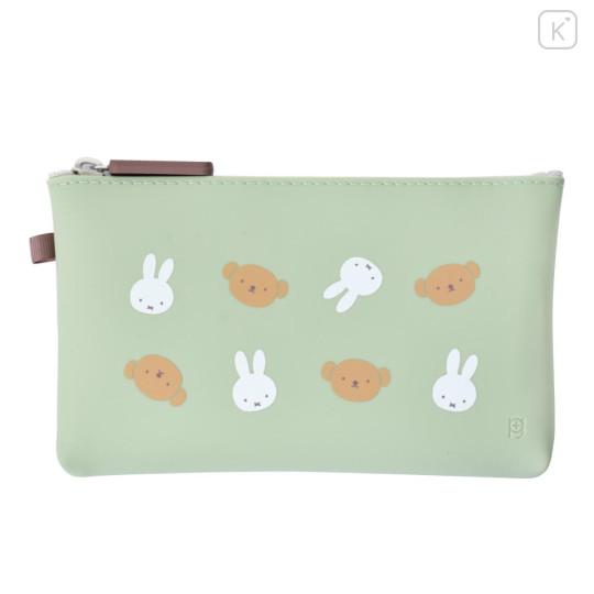Japan Miffy Nuu Silicone Cosmetic Pouch - Boris & Miffy : Face Green - 1