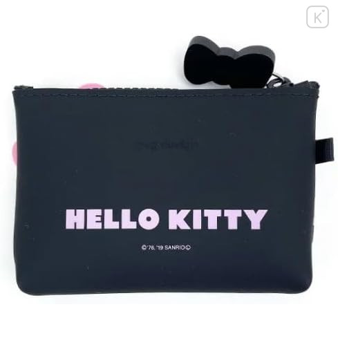 Japan Sanrio Nuu Small Pouch - Hello Kitty : Face Black Pink - 2