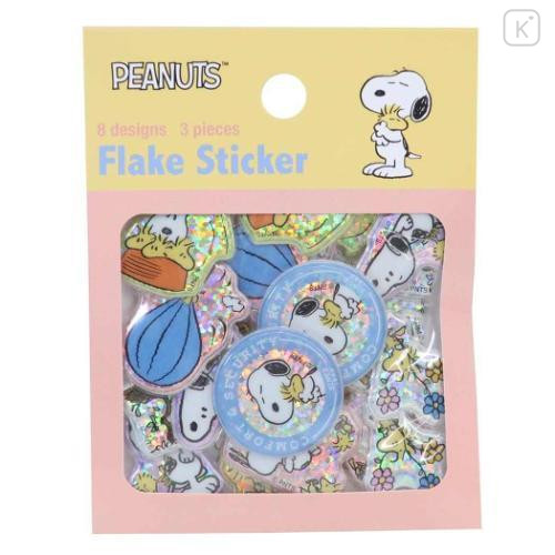 Japan Peanuts Puffy Sticker - Snoopy & Woodstock : Glitter Fun - 1