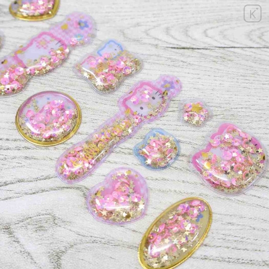 Japan Sanrio Glitter Capsule Sticker - Hello Kitty : Y2k Houndstooth Pink 3D - 2
