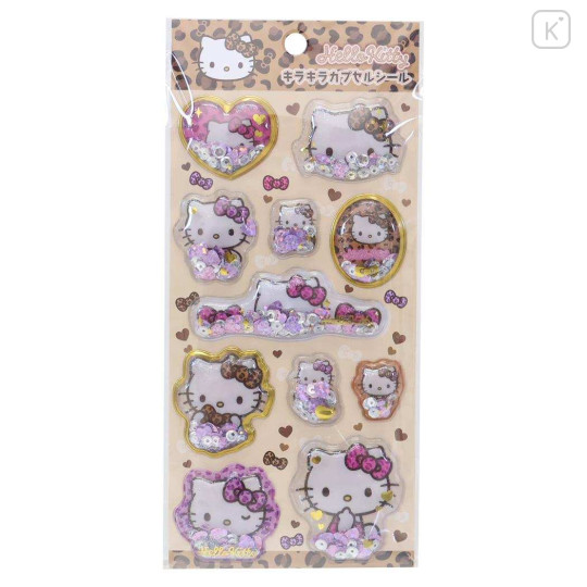 Japan Sanrio Glitter Capsule Sticker - Hello Kitty : Leopard 3D - 1