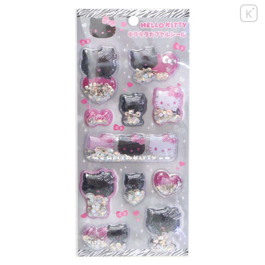 Japan Sanrio Glitter Capsule Sticker - Hello Kitty : Zebra 3D - 1